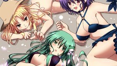 Anime girls kochiya sanae touhou moriya suwako yasaka kanako 