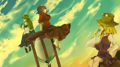 Anime girls kochiya sanae touhou moriya suwako yasaka kanako 