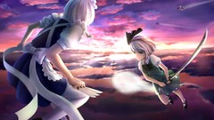 Anime girls konpaku youmu hakurei reimu touhou izayoi sakuya 