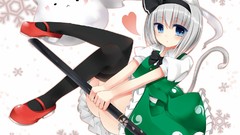 Anime girls konpaku youmu touhou nekomimi animal ears video 