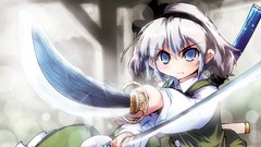 Anime girls konpaku youmu touhou video games girls with swords