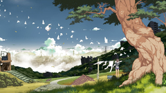 Anime girls Landscapes Trees