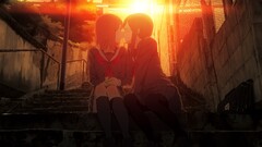 anime girls lesbians schoolgirl school uniform yuri kissing