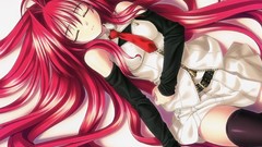 Anime girls lying down redheads