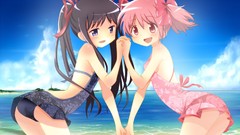 Anime girls mahou shoujo madoka magica bare shoulders akemi 