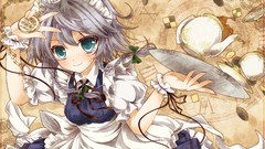 Anime girls maids gray hair touhou izayoi sakuya video games