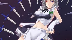 Anime girls maids heterochromia touhou izayoi sakuya Daggers 