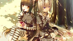 Anime girls nekomimi animal ears original characters striped 