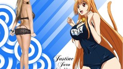 Anime girls nekomimi animal ears school swimsuits Asobi ni Iku 