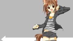 Anime girls nekomimi animal ears Simple Background