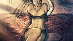 Anime girls nekomimi tails cleavage artwork