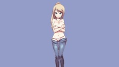 Anime girls panties metroid samus aran Simple Background topless