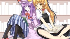 Anime girls pantyhose touhou kirisame marisa patchouli knowledge