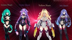 Anime girls purple eyes yellow hair video games Green Heart 