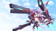 Anime girls purple hair purple eyes mecha thigh highs