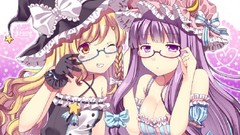 Anime girls purple hair purple eyes upscaled