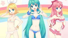 Anime girls rainbows hatsune miku vocaloid megurine luka 