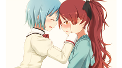 Anime girls redheads blue