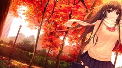anime girls school uniform fall coffee-kizoku