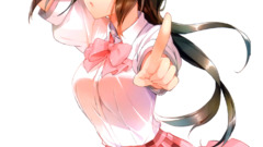 anime girls school uniform schoolgirl long hair brunette cuteg