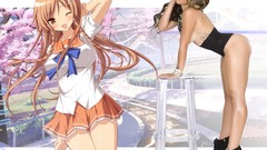 Anime girls school uniforms