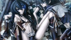Anime girls school uniforms black rock shooter kuroi mato