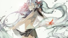 Anime girls school uniforms hatsune miku vocaloid bottle miku 