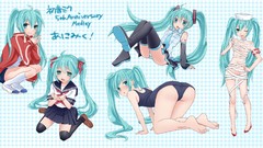 Anime girls school uniforms hatsune miku vocaloid hair ribbons 