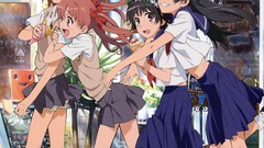Anime girls school uniforms misaka mikoto saten ruiko shirai 