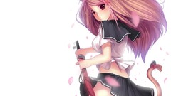 Anime girls school uniforms nekomimi animal ears looking back 