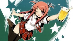 Anime girls school uniforms original characters beers Kantoku 