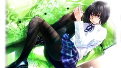 Anime girls school uniforms short hair pantyhose seifuku black 