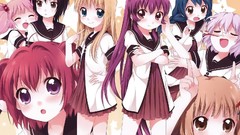 Anime girls school uniforms yuru yuri Akaza Akari Funami Yui 