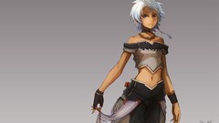 Anime girls short hair silver hair artwork Simple Background