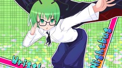 Anime girls short hair touhou meganekko video games Wriggle 