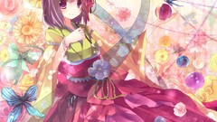 Anime girls short hair touhou purple hair hieda no akyuu hair 