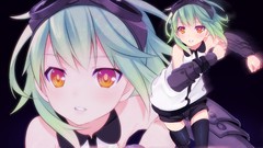 Anime girls short hair vocaloid green hair orange eyes Megpoid 