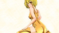 Anime girls short hair yellow eyes bare shoulders touhou video 