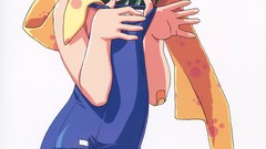Anime girls Simple Background school swimsuits