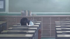 anime girls sleeping school alone Anime indoors sitting