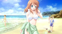 Anime girls soft shading beach girls
