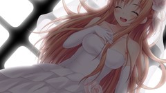 Anime girls sword art online yuuki asuna wedding dresses