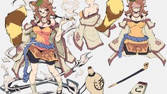 Anime girls touhou animal ears futatsuiwa mamizou video games