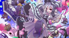 Anime girls touhou flandre scarlet video games striped legwear