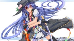 Anime girls touhou hinanawi tenshi video games soft shading 