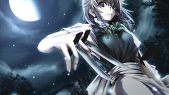 anime girls touhou izayoi sakuya moon Anime night low-angle sky