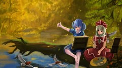 Anime girls touhou kagiyama hina kawashiro nitori video games