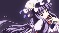 Anime girls touhou purple hair patchouli knowledge purple eyes 