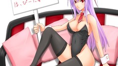 Anime girls touhou reisen udongein inaba cleavage video games 