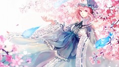 Anime girls touhou saigyouji yuyuko video games Japanese clothes